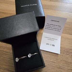 NEW WITH BOX Francis Claire Silver Huggie Earrings with Moissanite Gems